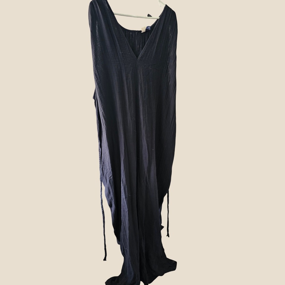 Universal Thread Gauze Jumpsuit Women 4X Black NWT Sleeveless Wide Leg V-Neck - Picture 2 of 12